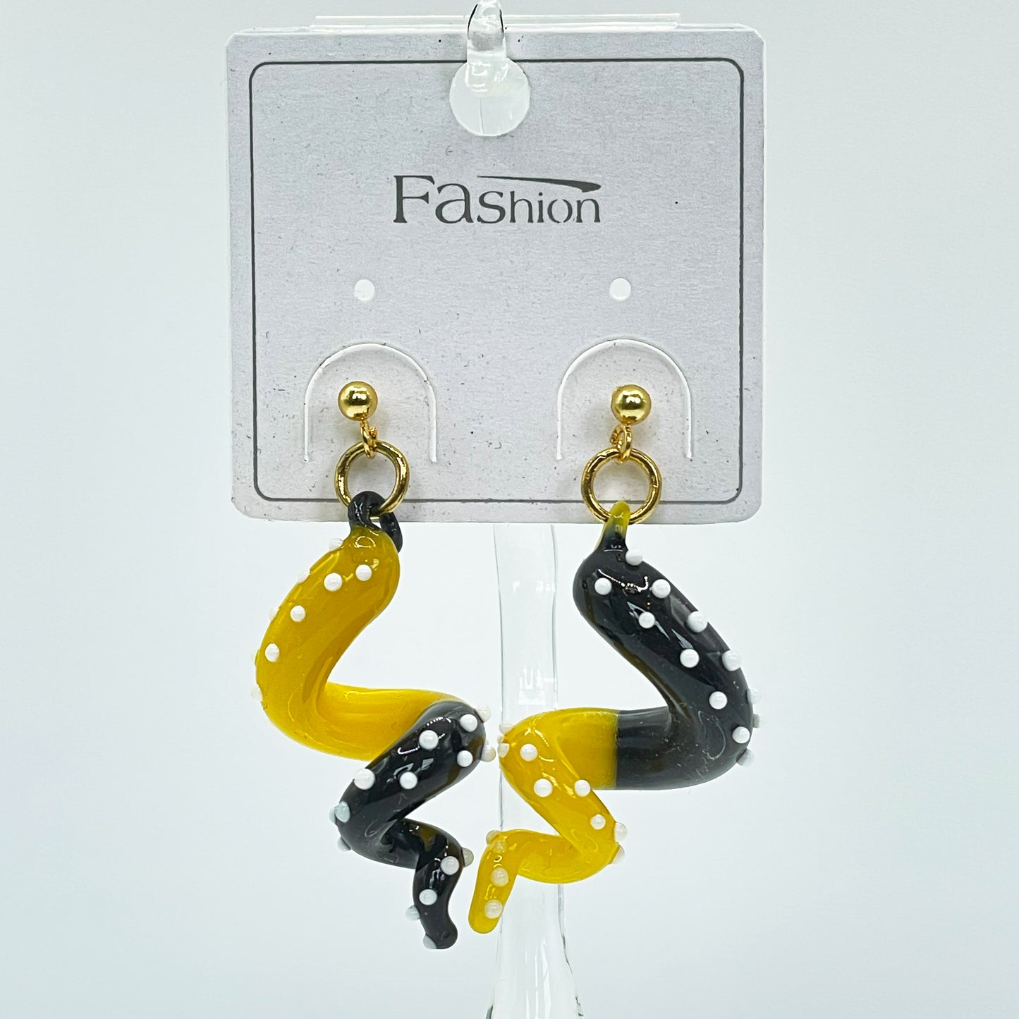 Tentacle Dangling earring - Black / Yellow