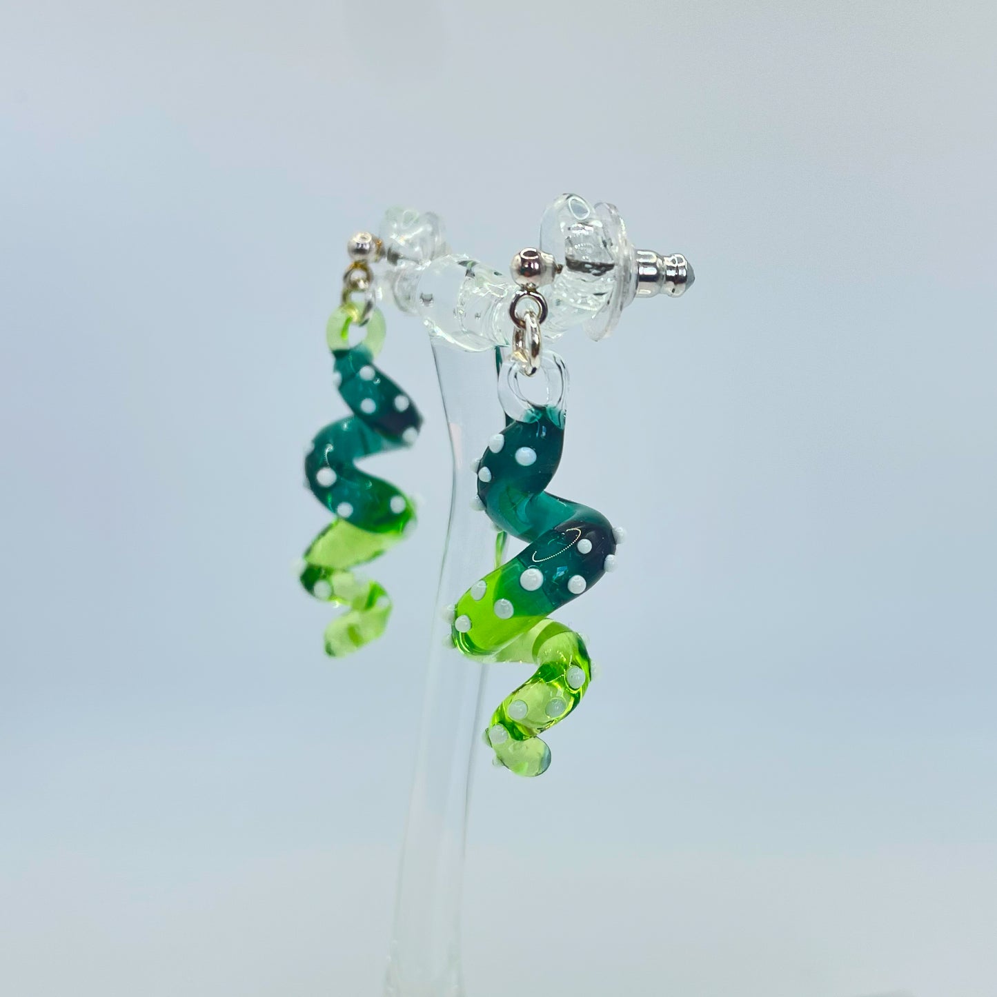 Tentacle Dangling earring - Green / Trans. Green