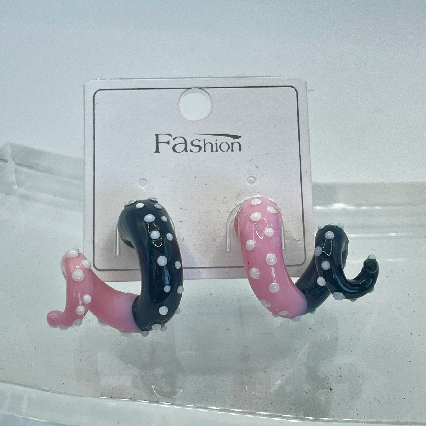 Tentacle Pin earring - Pink / Black
