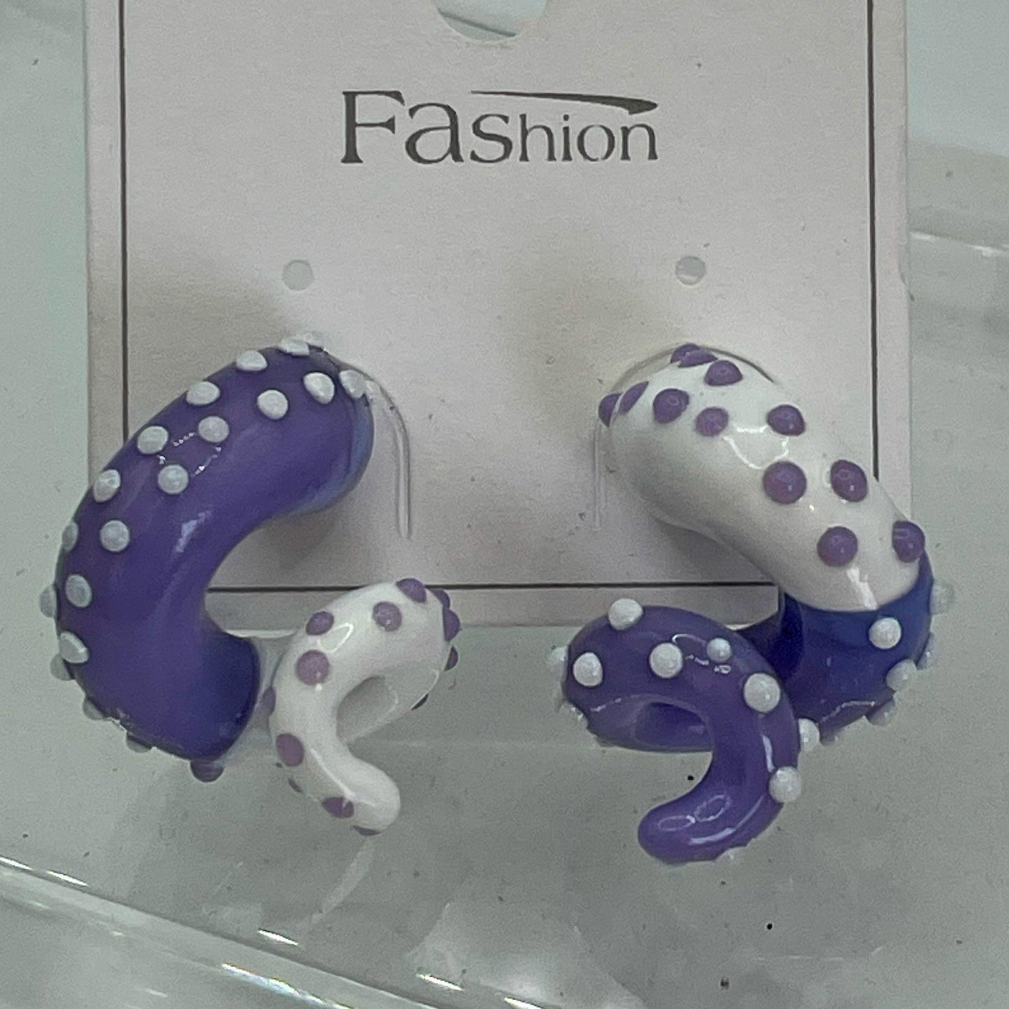 Tentacle Pin earring - Purple / White