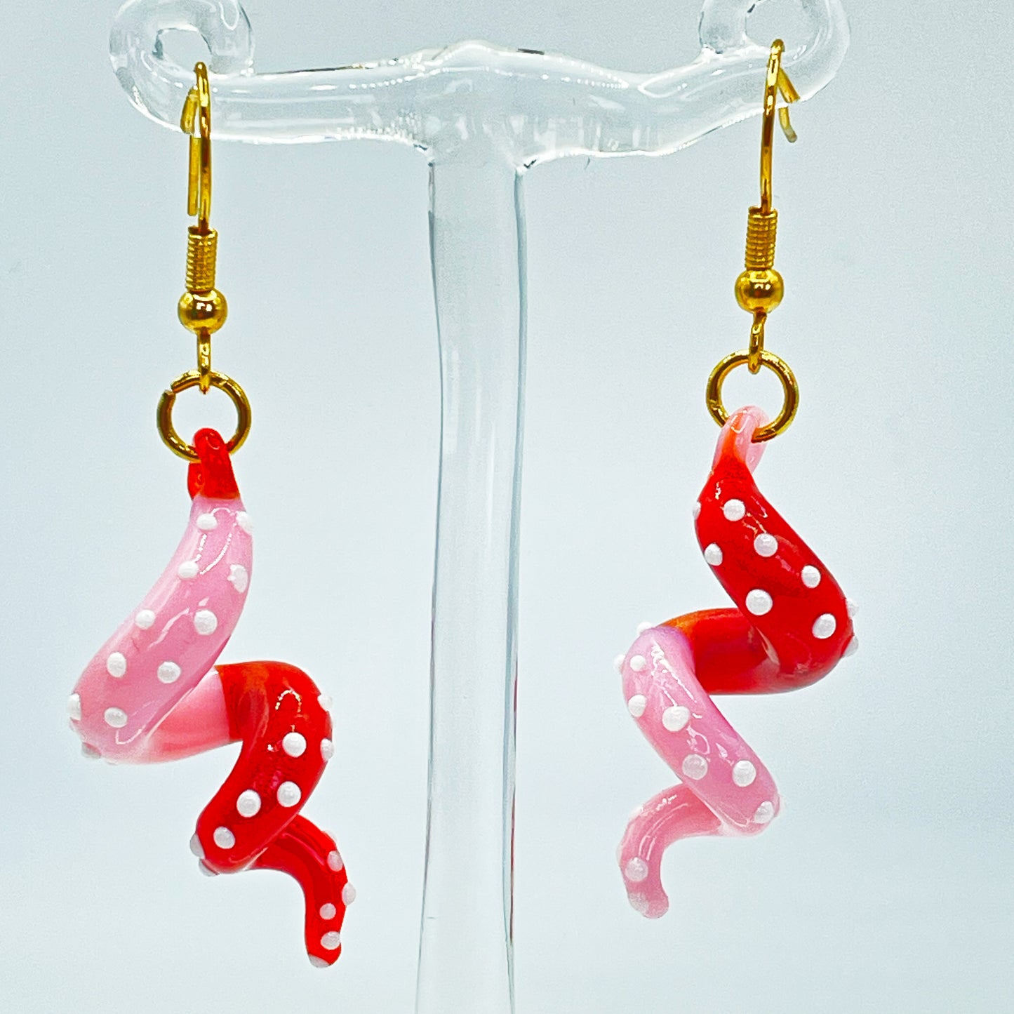 Tentacle Dangling earring - Red / Pink