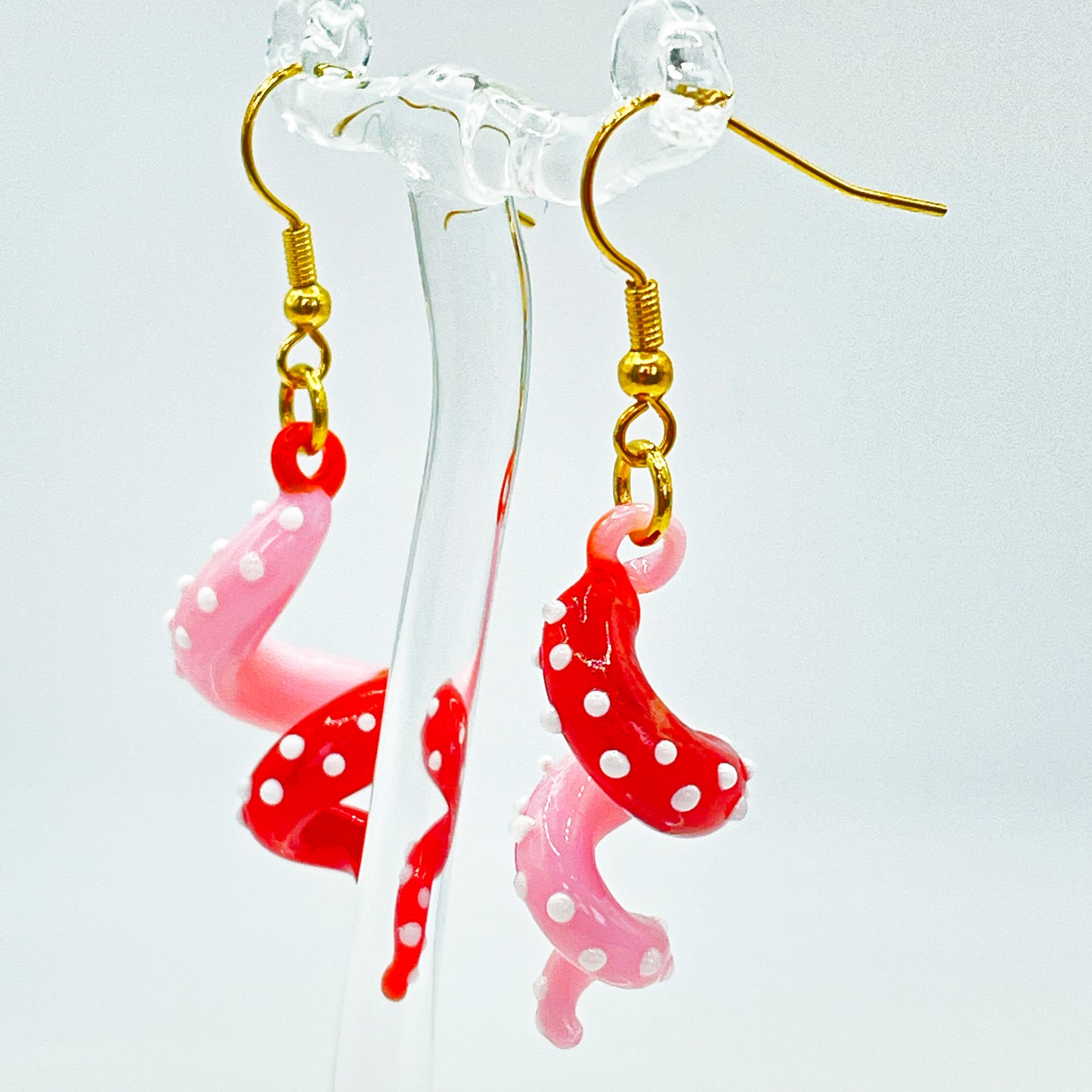 Tentacle Dangling earring - Red / Pink